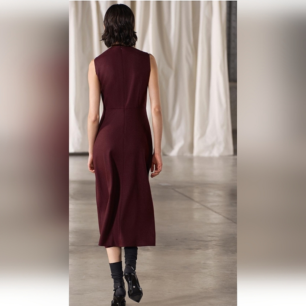 ZARA Burgundy Midi Wool blend Dress ZW Collection ✨️ - Picture 3 of 5
